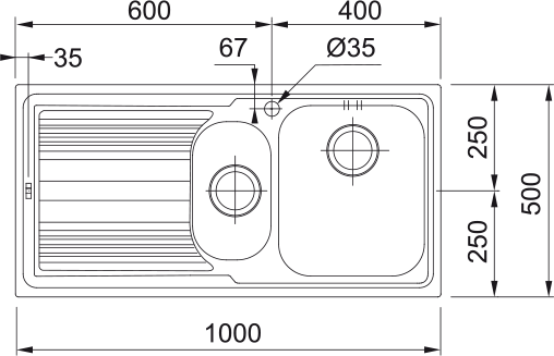 Franke Logica Line LLL 651-100 Dekorlu Sol Damlalık Evye
