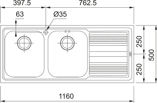 Franke Logica Line LLL 621-116 Dekorlu Sağ Damlalık Evye