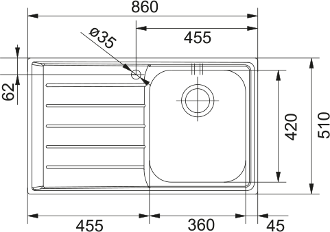 Franke Neptune NEX 611-86 Sol Damlalık Evye