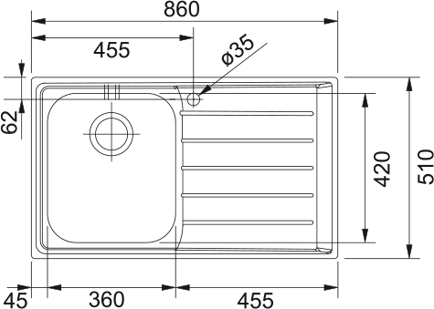 Franke Neptune NEX 611-86 Sağ Damlalık Evye