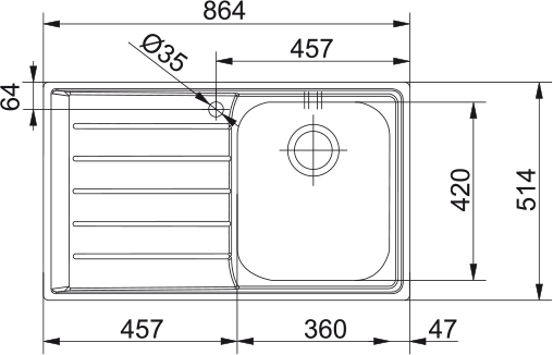 Franke Neptune NEX 211-86 Sol Damlalık Evye