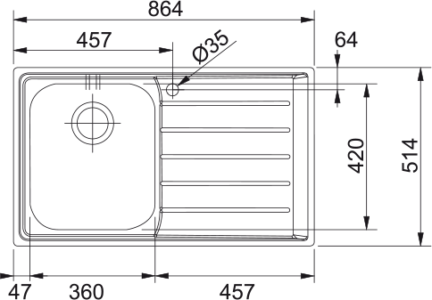 Franke Neptune NEX 211-86 Sağ Damlalık Evye