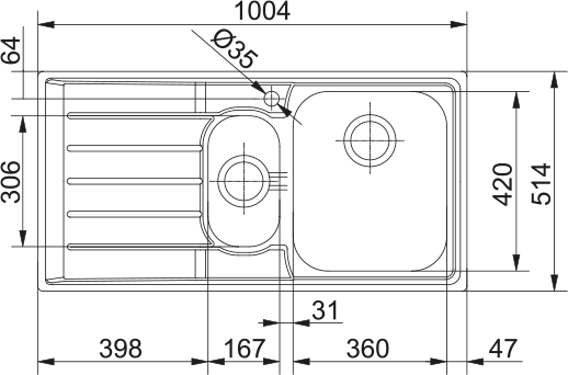 Franke Neptune NEX 251-100 Sol Damlalık Evye