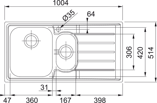Franke Neptune NEX 251-100 Sağ Damlalık Evye