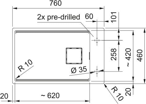 Franke Kubus 2 KNG 110-62 Bianco Evye