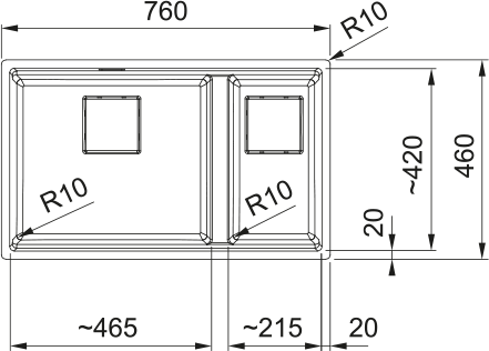 Franke Kubus 2 KNG 160-46-21 Nero Evye