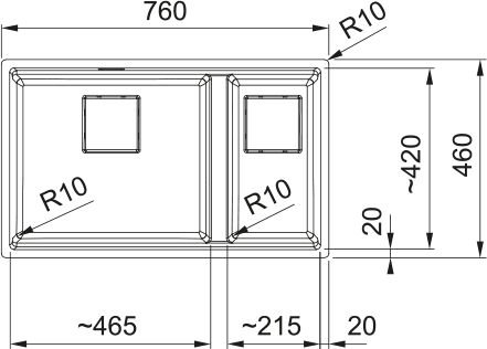 Franke Kubus 2 KNG 160-46-21 Stone Grey Evye