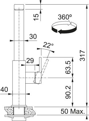 Franke MYTHOS Döner başlık Steel Black Armatür