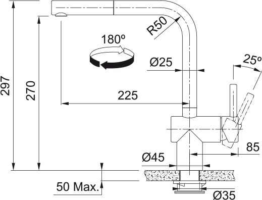 Franke Atlas Neo Sensor Spiralli Endüstriyel Black