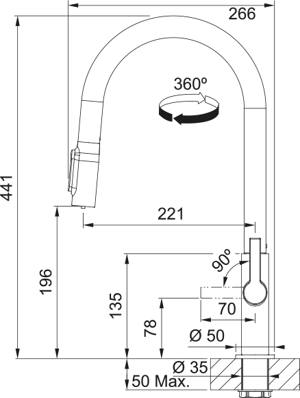 Franke Maris Slim Clear Water Gold Armatür
