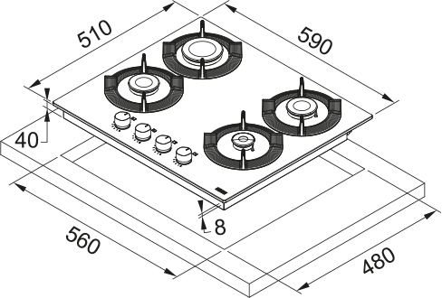 Franke FHMF 604 4GC BK Beyaz Cam Ocak