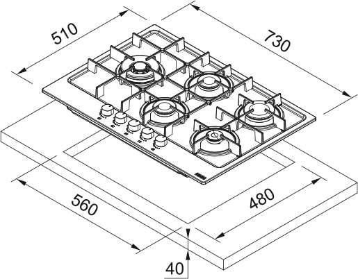 Franke FHMA 755 4G DCL BK C Siyah Cam Ocak