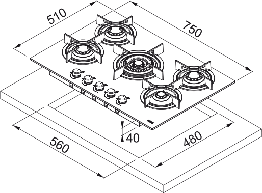 Franke FHCR 755 4G TC HE BK C Siyah Cam Ocak