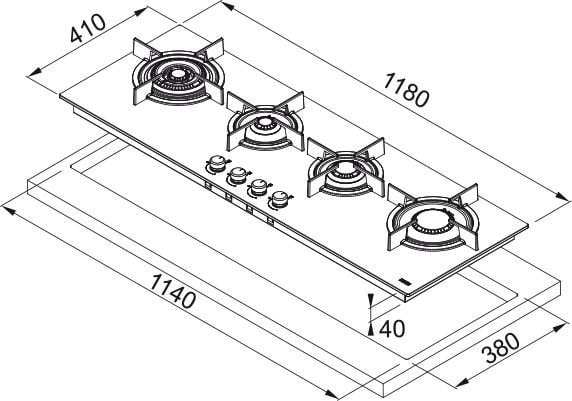 Franke FHCR 1204 3G TC HE BK C Siyah Cam Ocak
