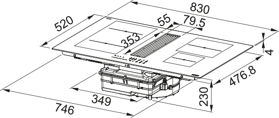 Franke FMA 8381 R HI Davlumbazlı Siyah İndüksiyonlu Ocak